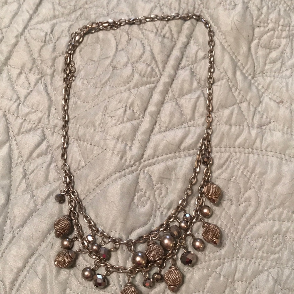 Beautiful silver bead necklace.10” and 3” extender